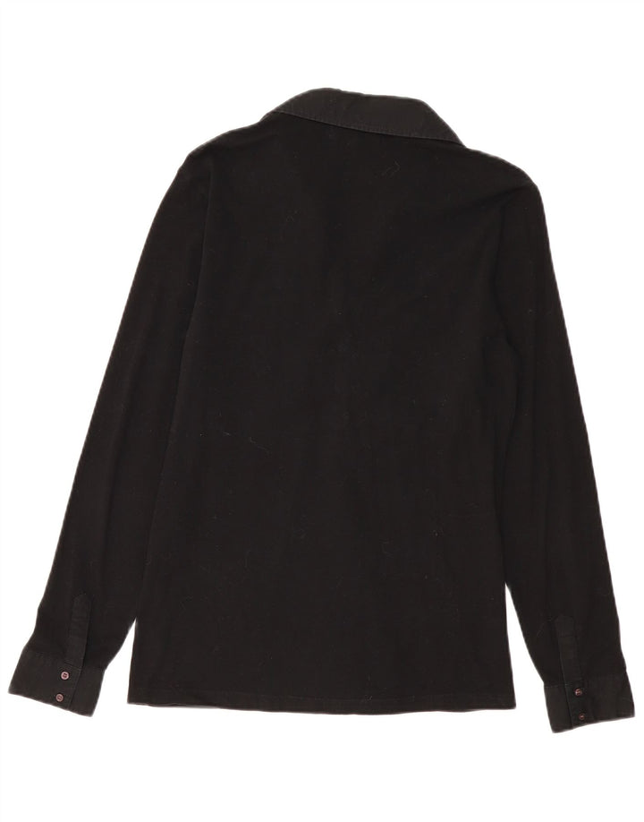 MARINA MILITARE Womens Long Sleeve Polo Shirt UK 18 XL Black Cotton