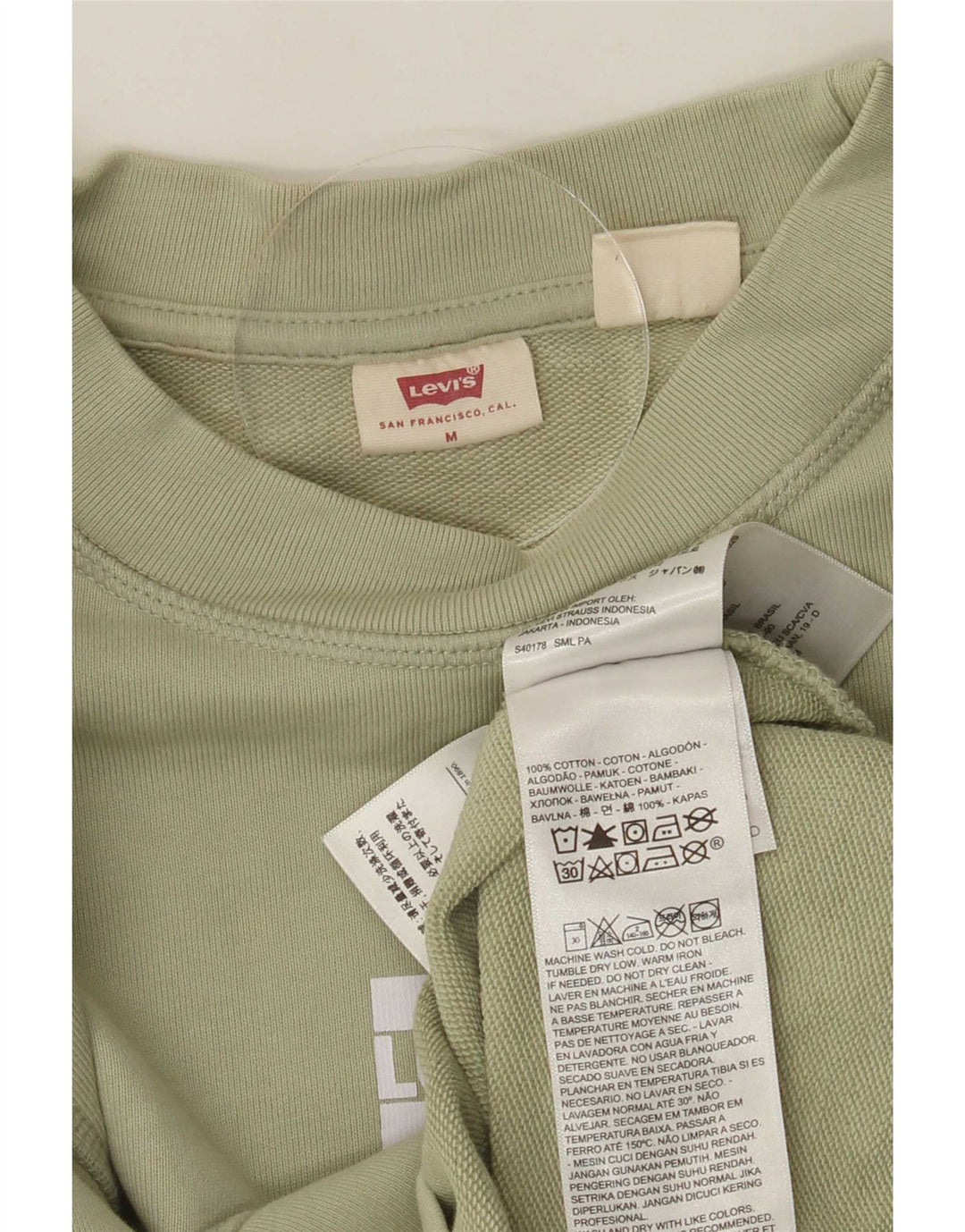 Levi's Mens Sweatshirt Jumper Medium Green Cotton