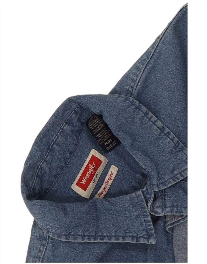 Wrangler Mens Short Sleeve Denim Shirt Medium Blue Cotton