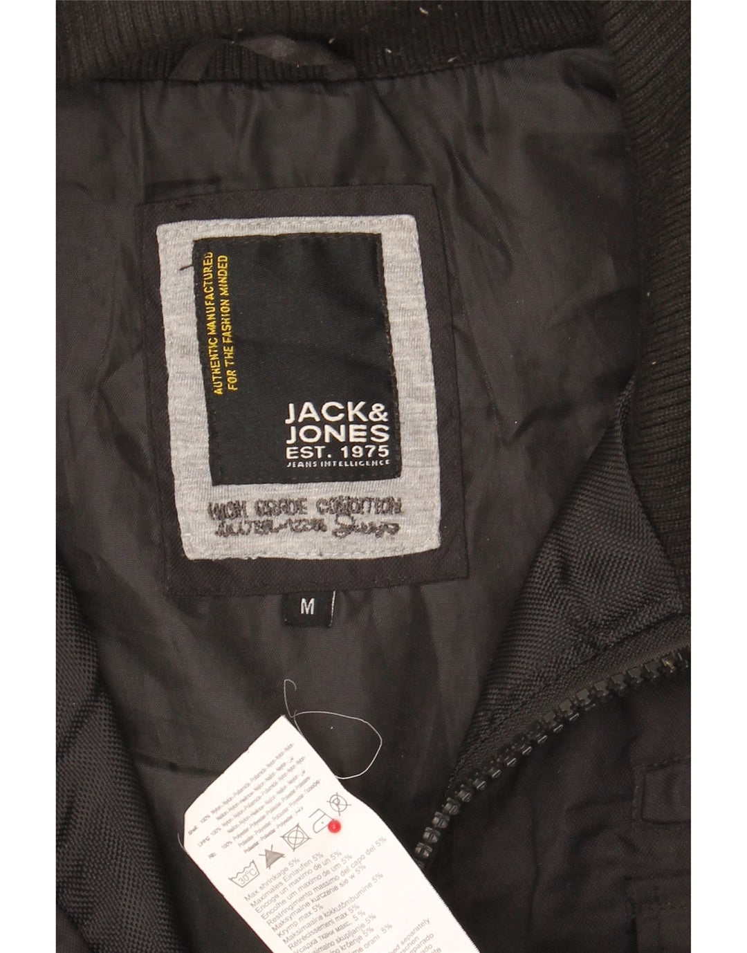 Jack & Jones Mens Bomber Jacket UK 38 Medium Black Nylon