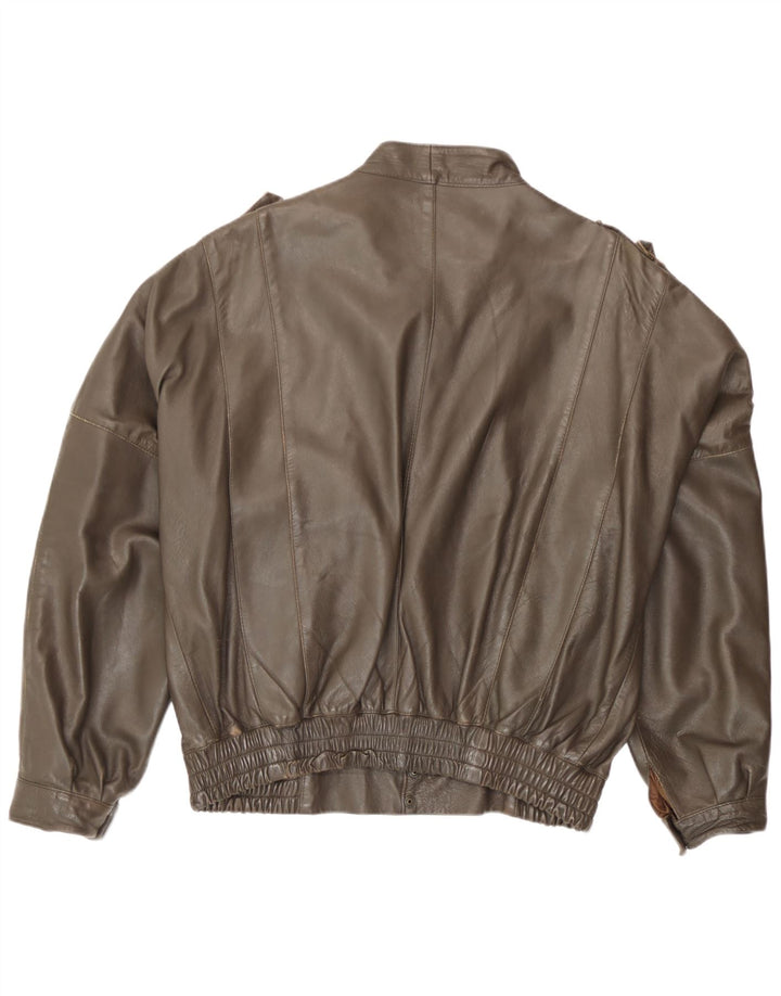 Vintage Mens Leather Jacket IT 52 XL Brown Leather