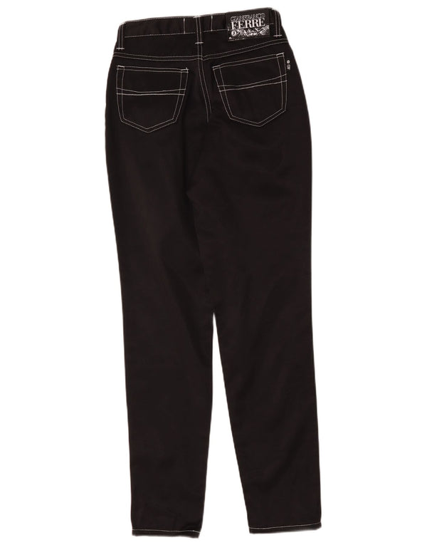 Ferre Womens High Waist Slim Fit Casual Trousers W29 L31 Black Cotton