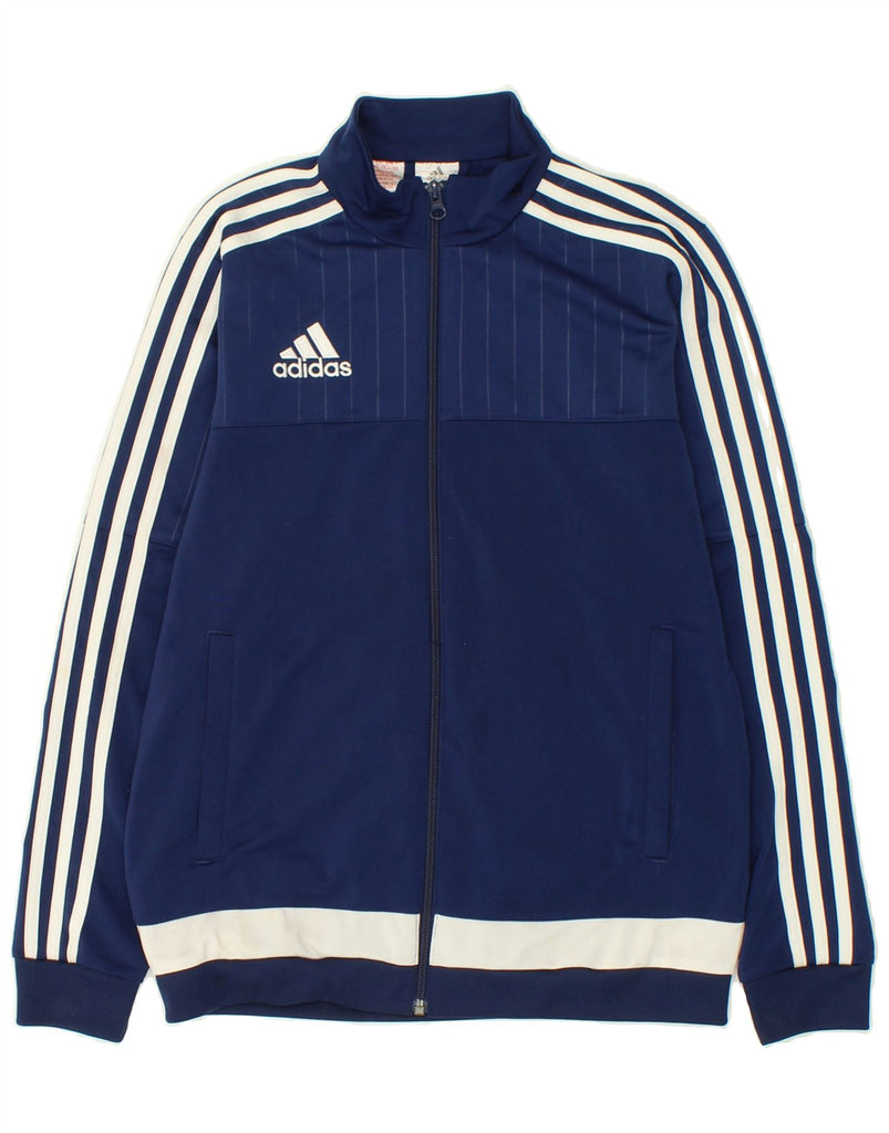 ADIDAS Boys Graphic Tracksuit Top Jacket 13-14 Years Navy Blue Polyester | Vintage Adidas | Thrift | Second-Hand Adidas | Used Clothing | Messina Hembry 