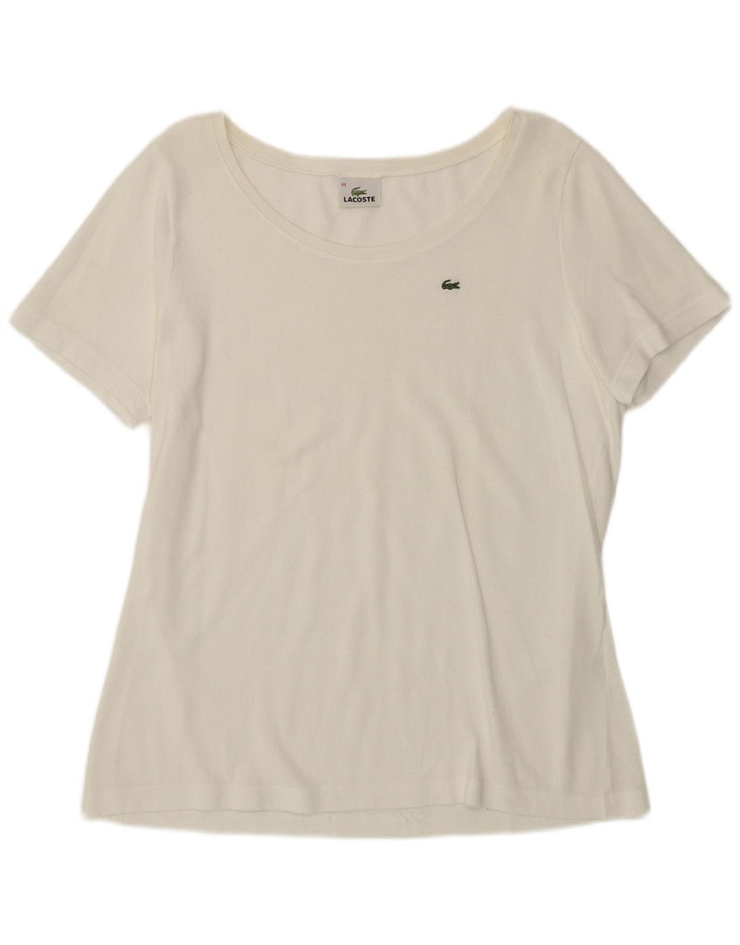 Lacoste Womens T-Shirt Top Size 44 Large White Cotton