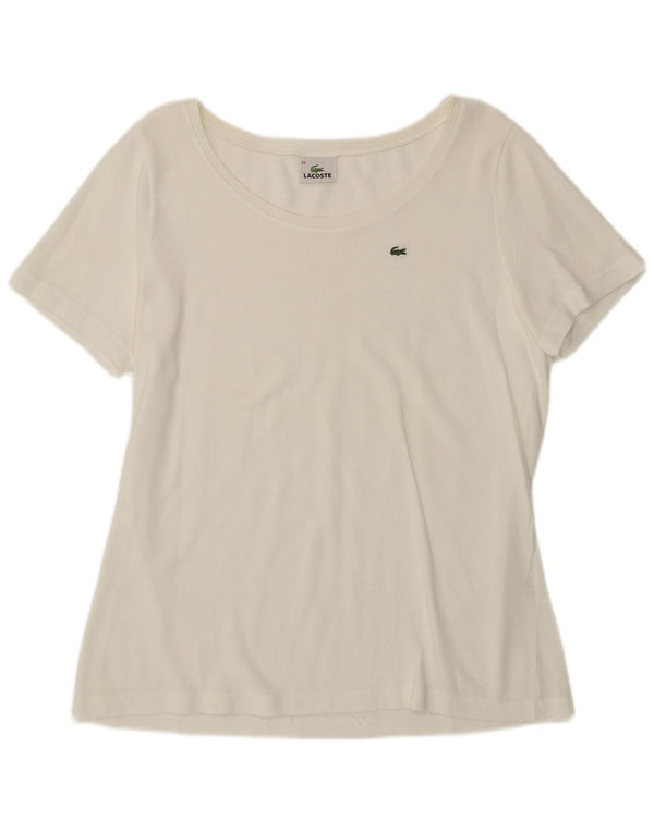 Lacoste Womens T-Shirt Top Size 44 Large White Cotton