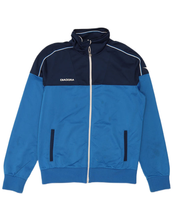 DIADORA Mens Tracksuit Top Jacket Large Blue Colourblock Polyester