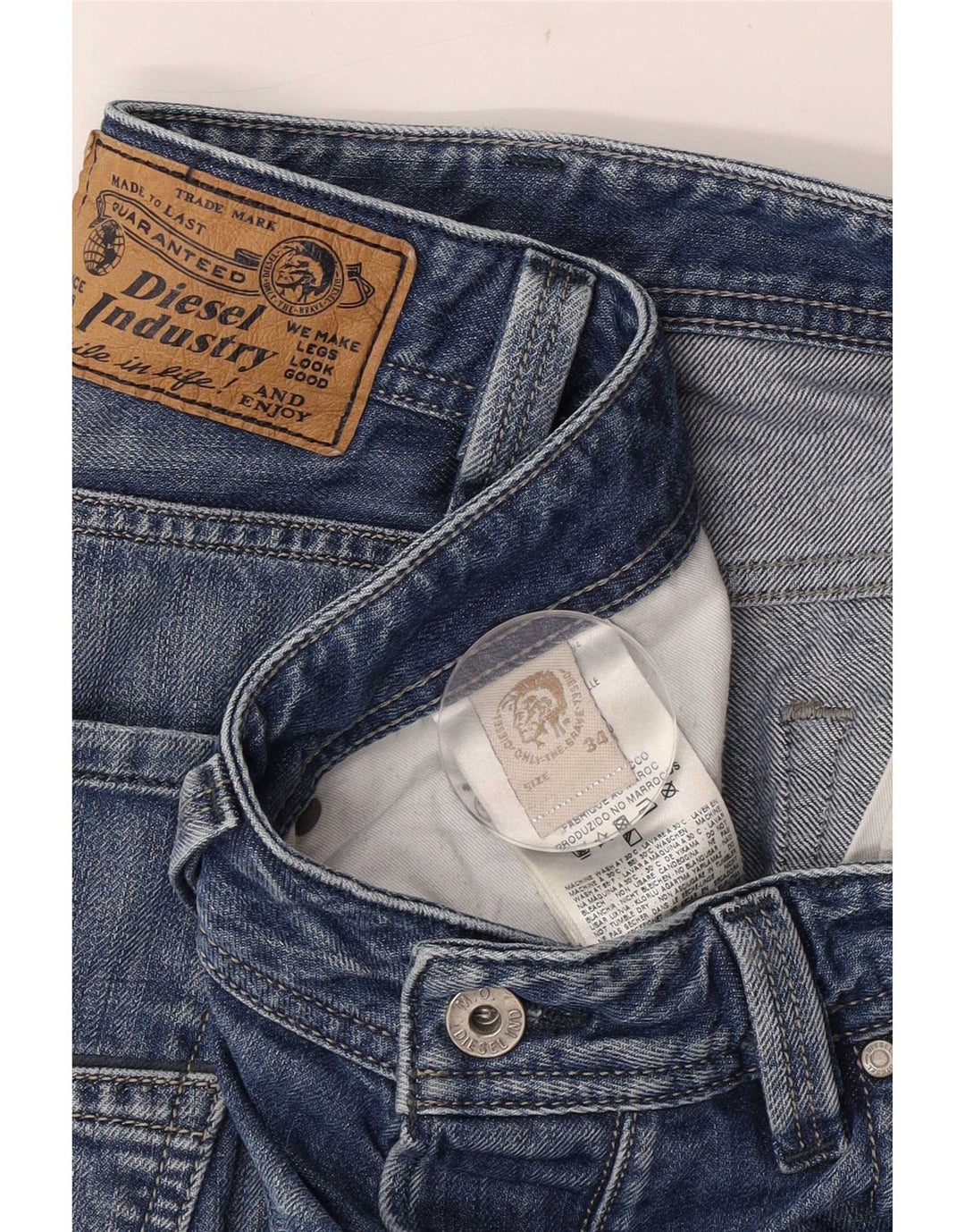 Diesel Mens Straight Jeans W34 L34 Blue Cotton