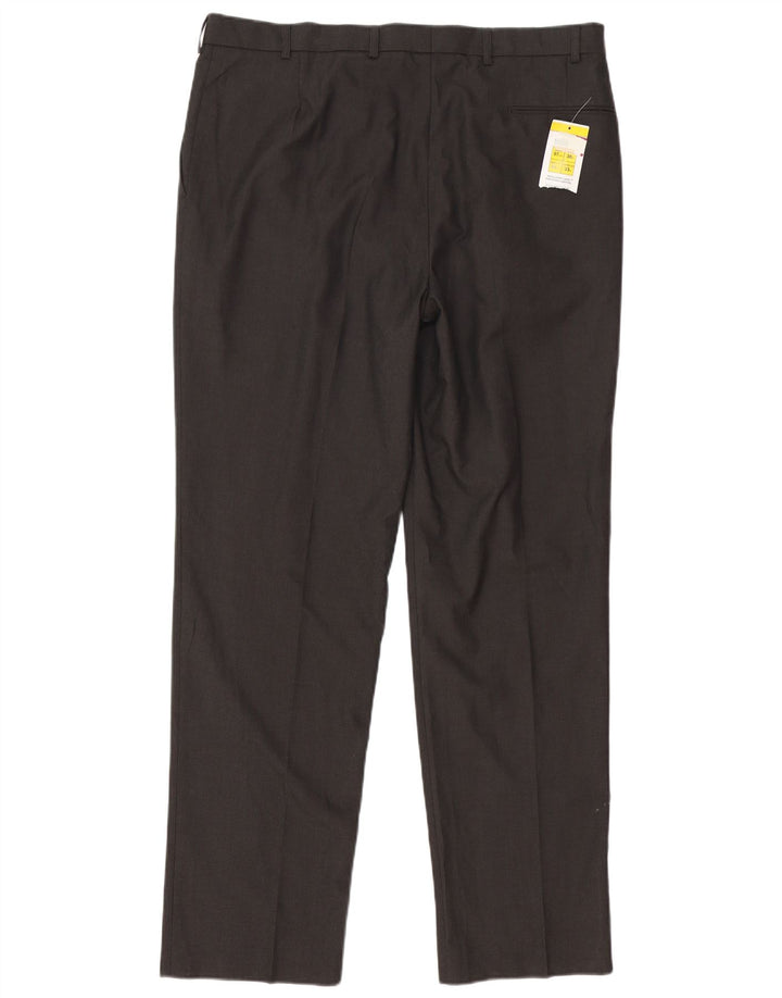 Marks & Spencer Mens Straight Suit Trousers W38 L33 Brown Polyester