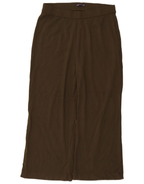 Marks & Spencer Womens Wide Leg Casual Trousers UK 18 XL W38 L29 Khaki