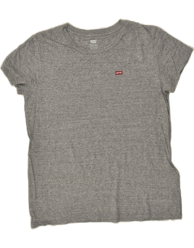 LEVI'S Womens Perfect Crew T-Shirt Top UK 16 Large Grey Cotton | Vintage Levi's | Thrift | Second-Hand Levi's | Used Clothing | Messina Hembry 