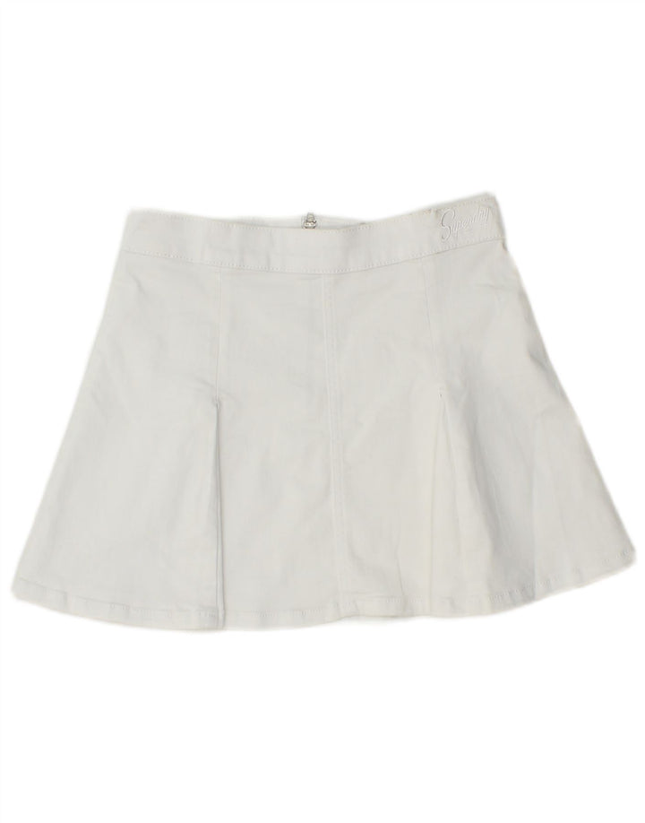 SUPERDRY Womens Mini Skirt UK 8 Small W26  White Cotton