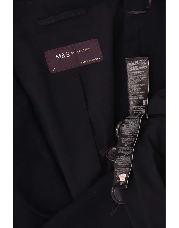 Marks & Spencer Womens 1 Button Blazer Jacket UK 18 XL Navy Blue Polyester