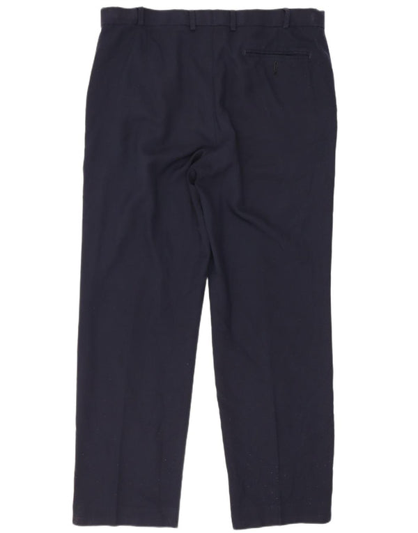 Marks & Spencer Mens Regular Fit Suit Trousers W36 L31 Navy Blue Wool