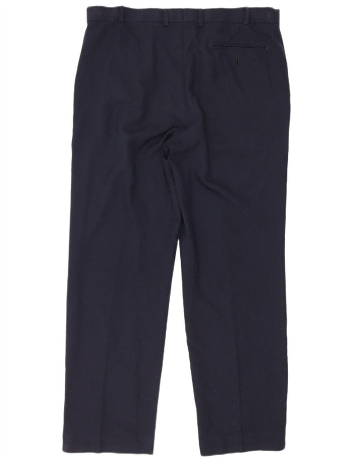 Marks & Spencer Mens Regular Fit Suit Trousers W36 L31 Navy Blue Wool