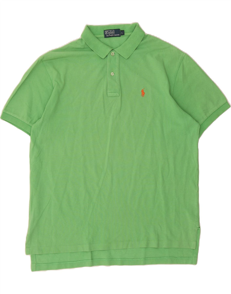 POLO RALPH LAUREN Mens Polo Shirt Large Green Cotton Vintage Polo Ralph Lauren and Second-Hand Polo Ralph Lauren from Messina Hembry 