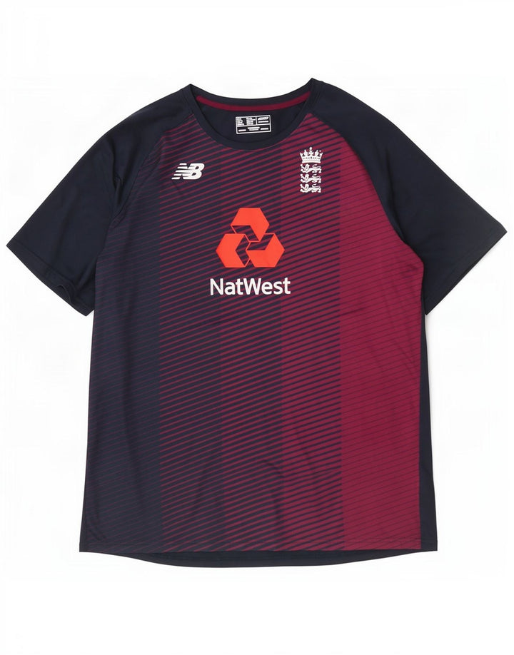 New Balance Mens Graphic T-Shirt Top XL Navy Blue Polyester