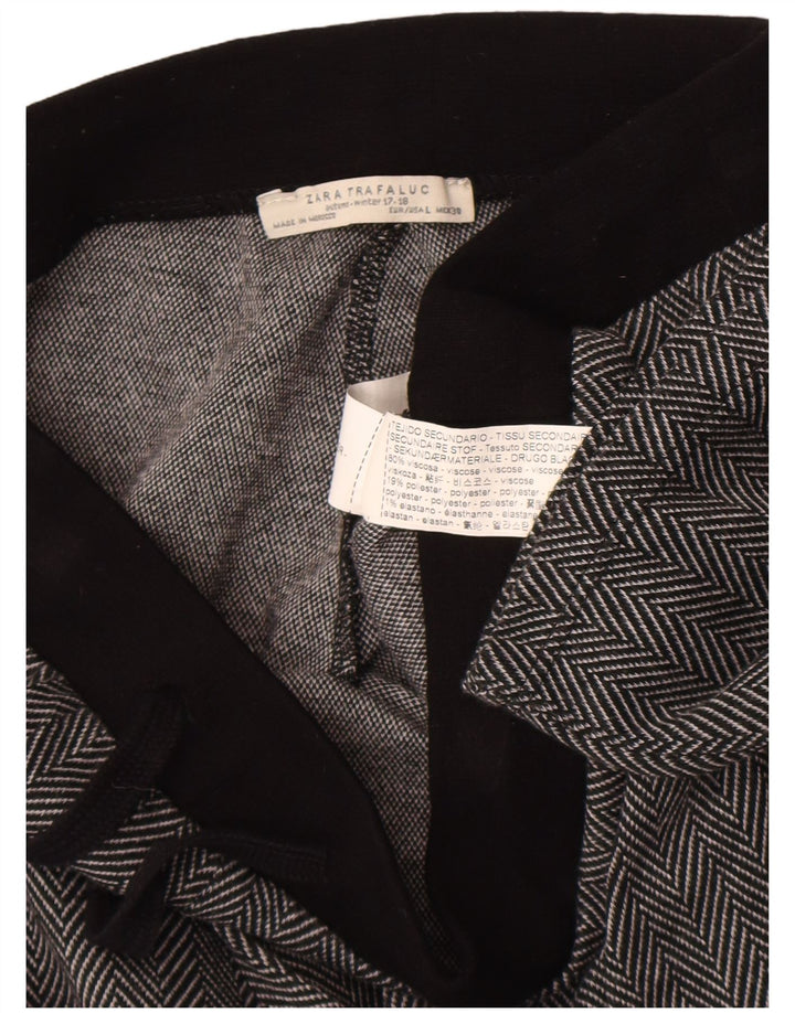 Zara Womens Trafaluc Cropped Trousers Large W30 L23 Grey Herringbone