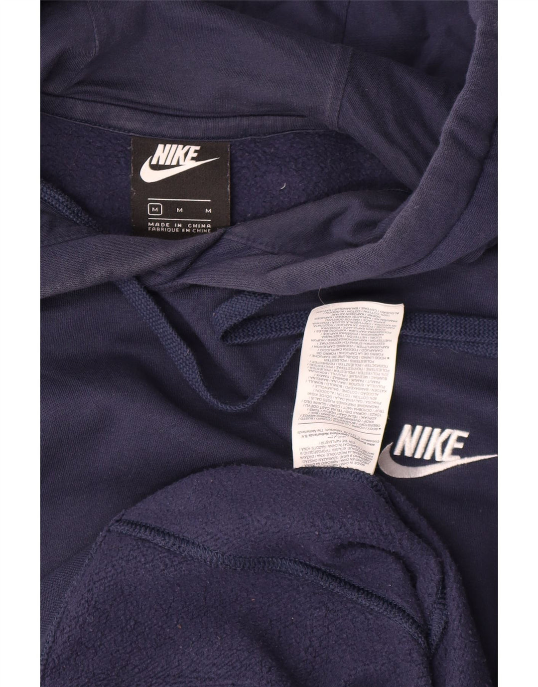 Nike Mens Hoodie Jumper Medium Navy Blue Cotton