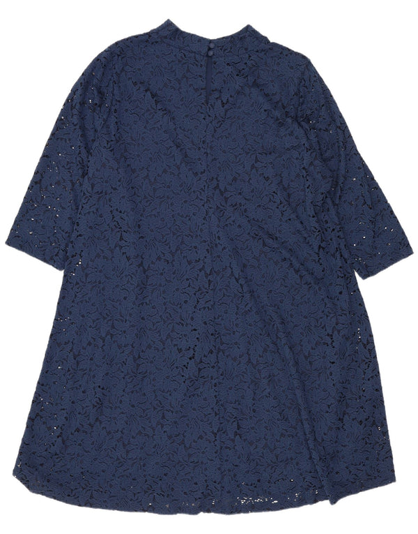 Marks & Spencer Womens 3/4 Sleeve A-Line Dress UK 20 2XL Navy Blue Floral