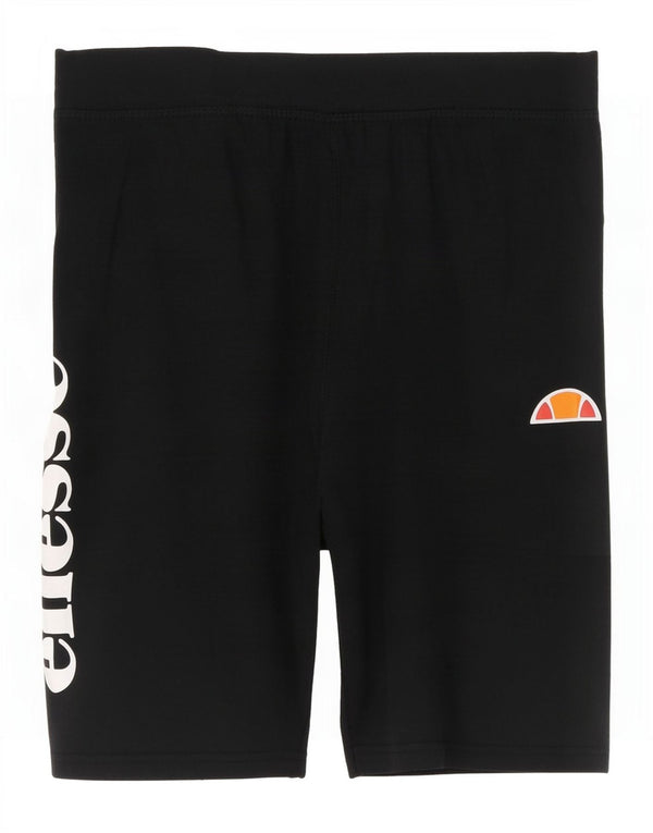 Ellesse Womens Graphic Sport Shorts UK 12 Medium Black Cotton