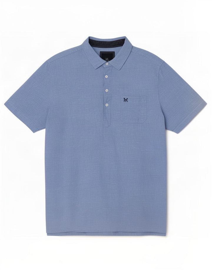 Crew Clothing Mens Short Sleeve Pullover Shirt XL Blue Linen