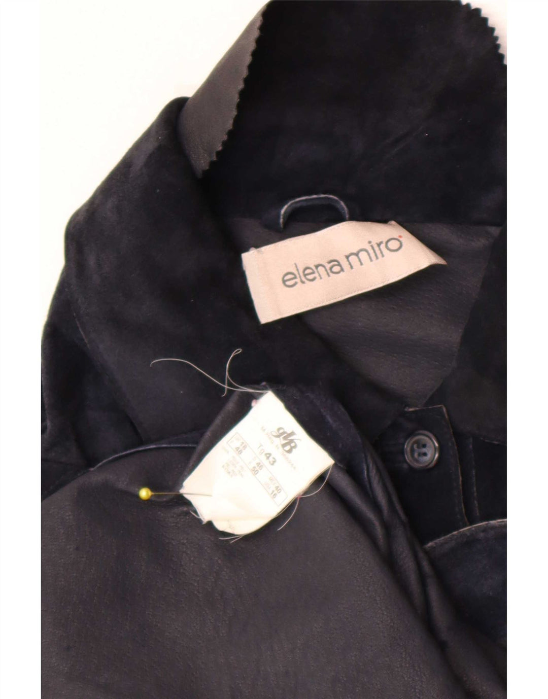 ELENA MIRO Womens Suede Jacket UK 18 XL Navy Blue Leather