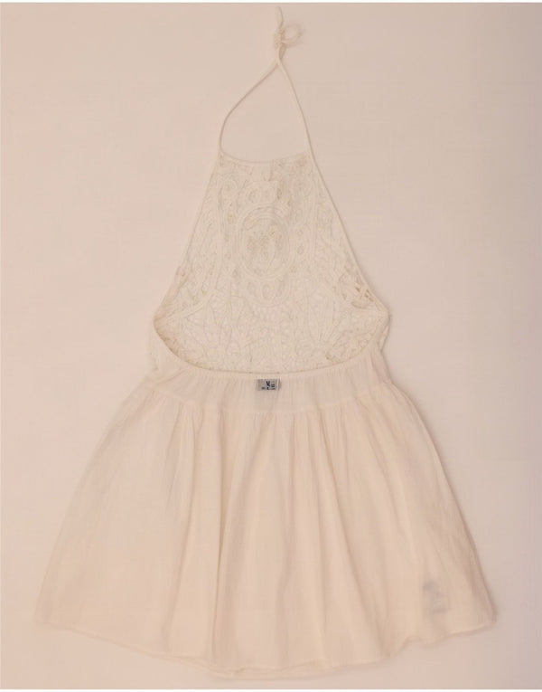 Topshop Womens Halter Dress UK 12 Medium White Cotton