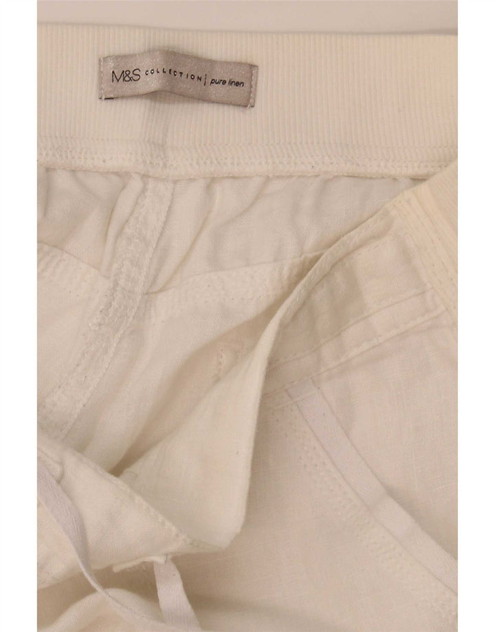 Marks & Spencer Womens Straight Capri Trousers W32 L21 White Linen