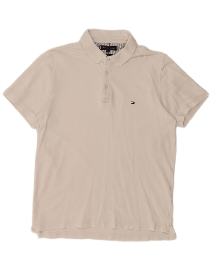 Tommy Hilfiger Mens Slim Fit Polo Shirt Large White Cotton