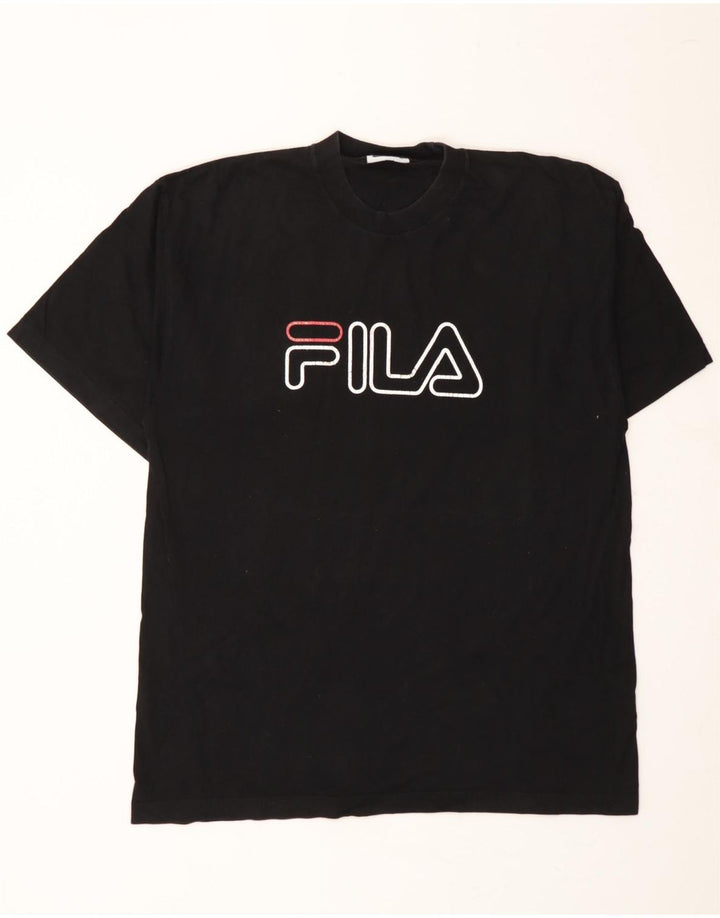 FILA Mens Graphic T-Shirt Top XL Black Cotton Vintage Fila and Second-Hand Fila from Messina Hembry 