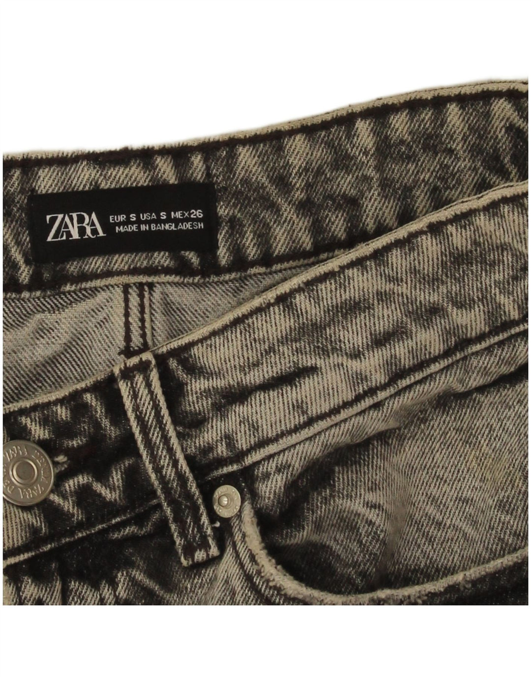 Zara Womens Distressed Denim Skirt Small W26  Grey