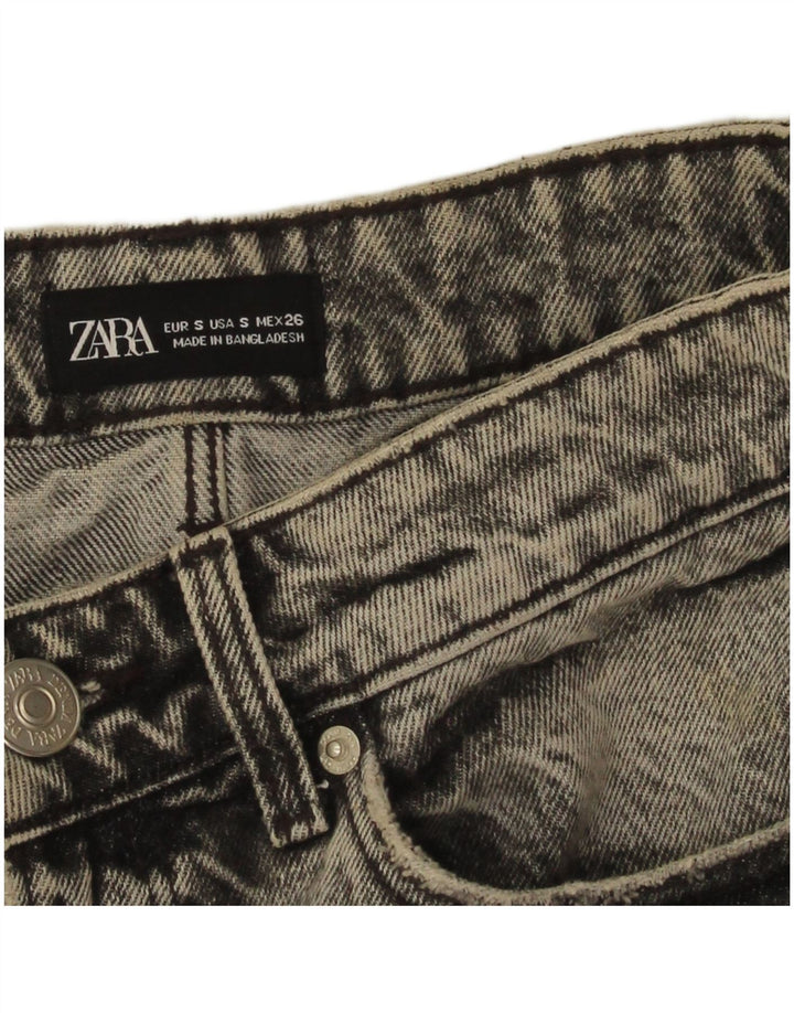 Zara Womens Distressed Denim Skirt Small W26  Grey