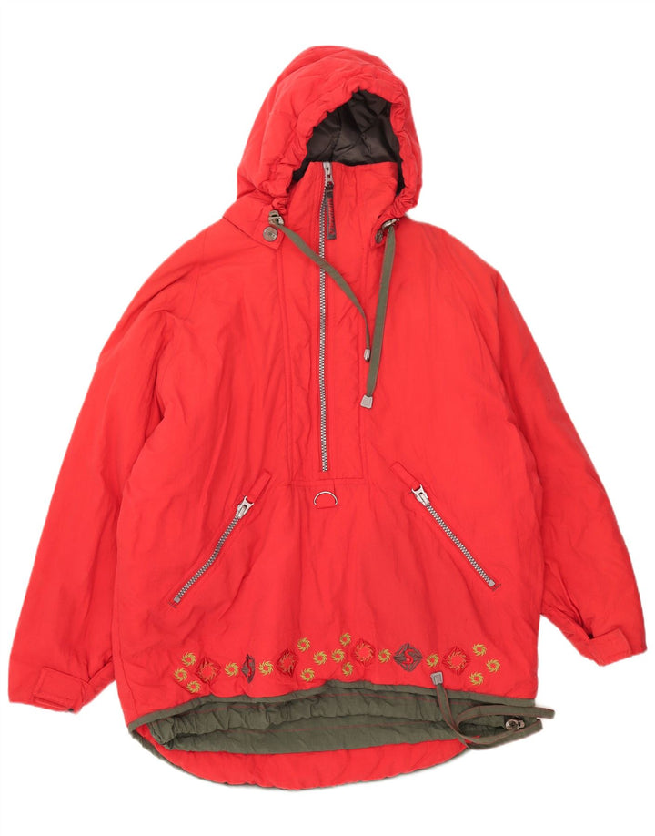 Vintage Womens Oversized Hooded Windbreaker Jacket EU 38/40 Medium Red