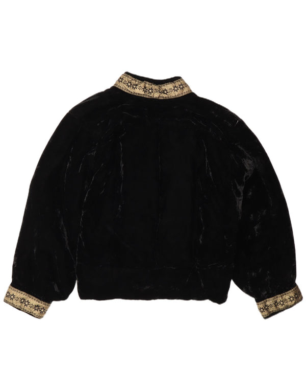Vintage Womens Velvet Blazer Jacket UK 16 Large Black Colourblock