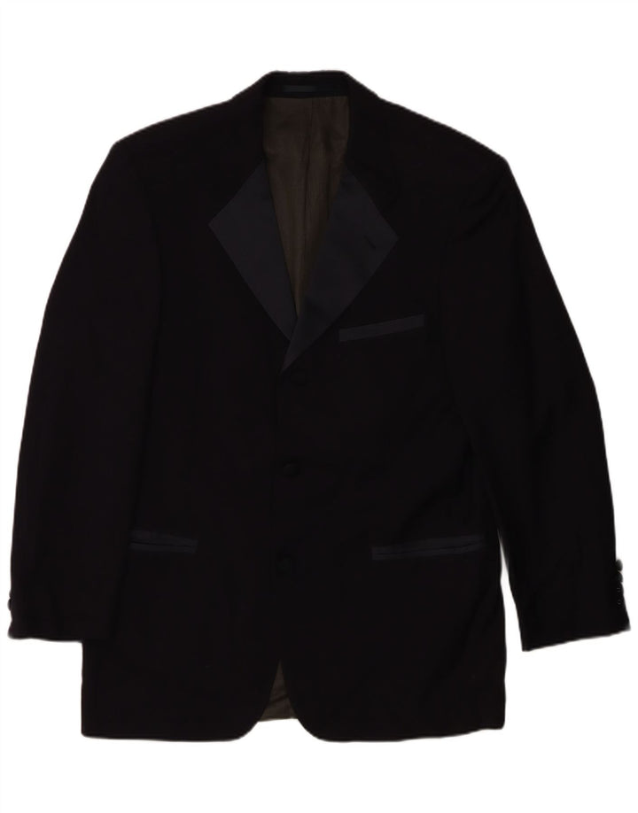 Hugo Boss Mens 3 Button Blazer Jacket EU 48 Medium Navy Blue Virgin Wool