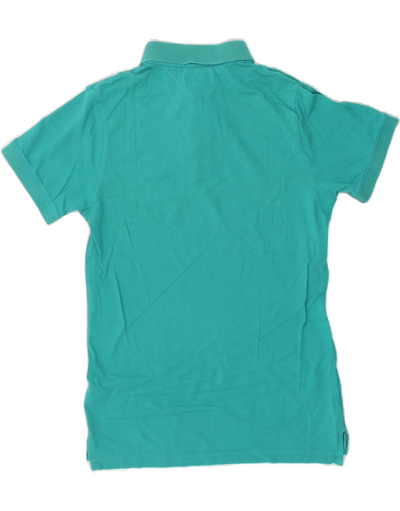 TOMMY HILFIGER Mens Polo Shirt Medium Turquoise Cotton | Vintage Tommy Hilfiger | Thrift | Second-Hand Tommy Hilfiger | Used Clothing | Messina Hembry 