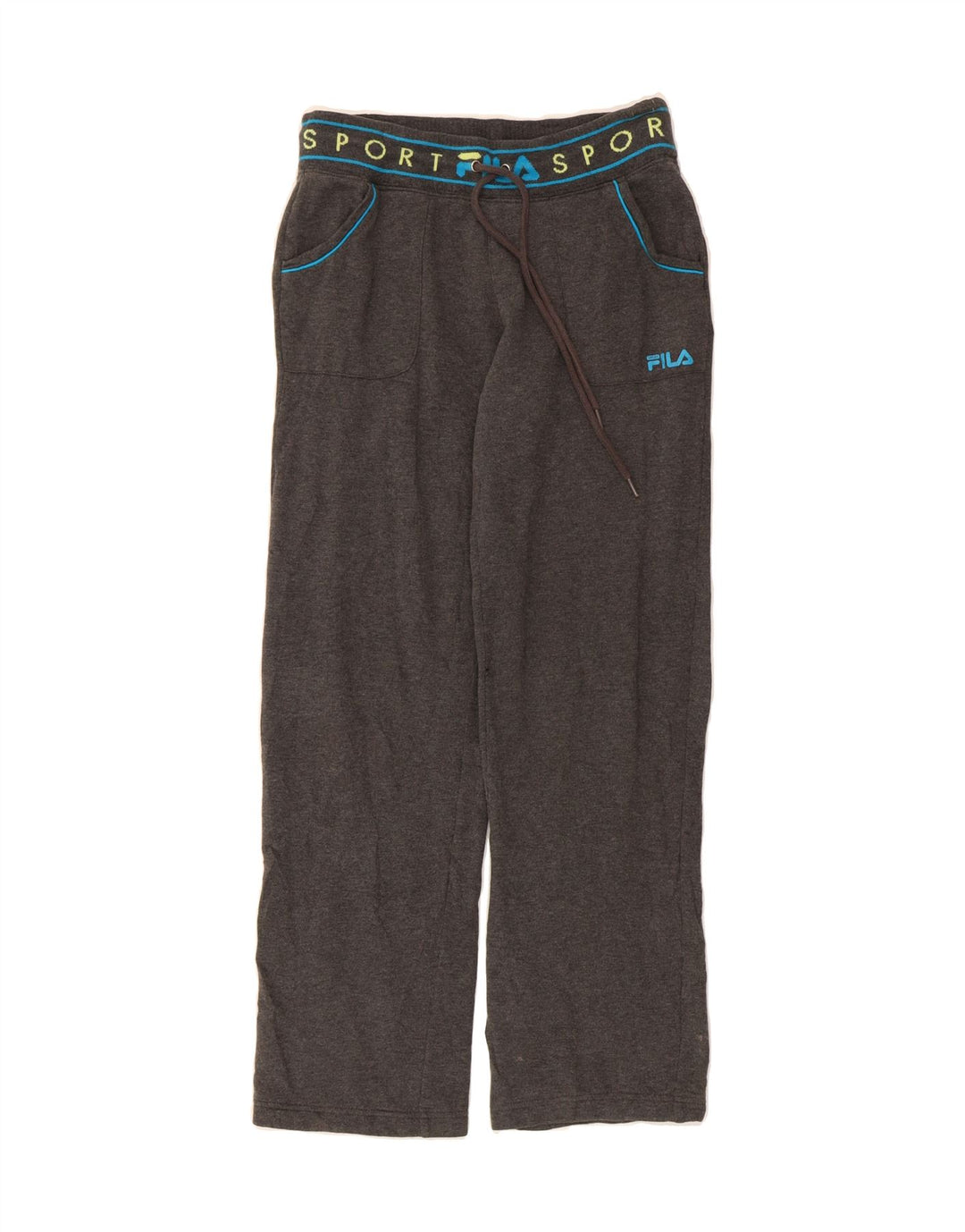 FILA Womens Graphic Tracksuit Trousers UK 10 Small  Grey Cotton Vintage Fila and Second-Hand Fila from Messina Hembry 