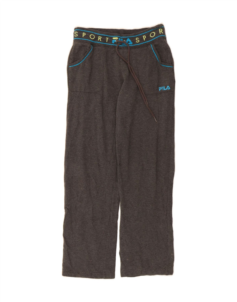 FILA Womens Graphic Tracksuit Trousers UK 10 Small  Grey Cotton Vintage Fila and Second-Hand Fila from Messina Hembry 