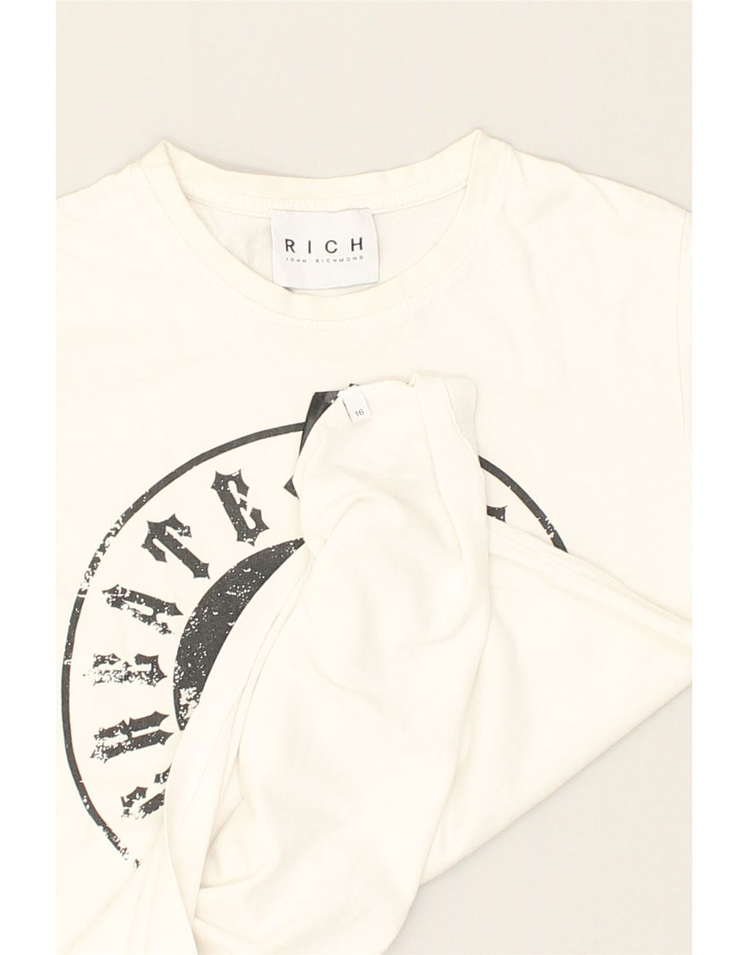 RICHMOND Boys Graphic T-Shirt Top 15-16 Years White Cotton | Vintage Richmond | Thrift | Second-Hand Richmond | Used Clothing | Messina Hembry 