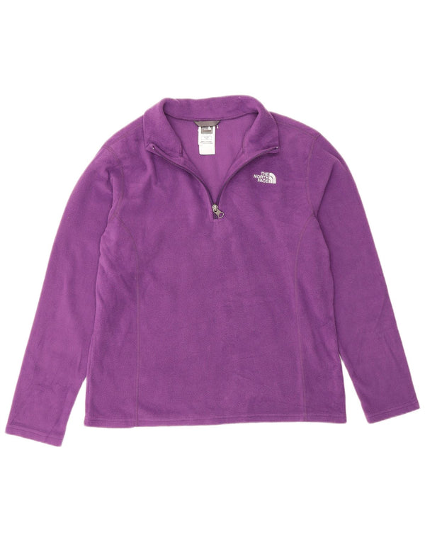 The North Face Girls Zip Neck Fleece Jumper 14-15 Years XL Purple Polyester