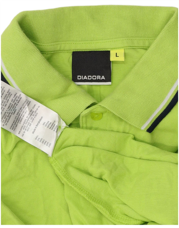 Diadora Mens Polo Shirt Large Green Cotton