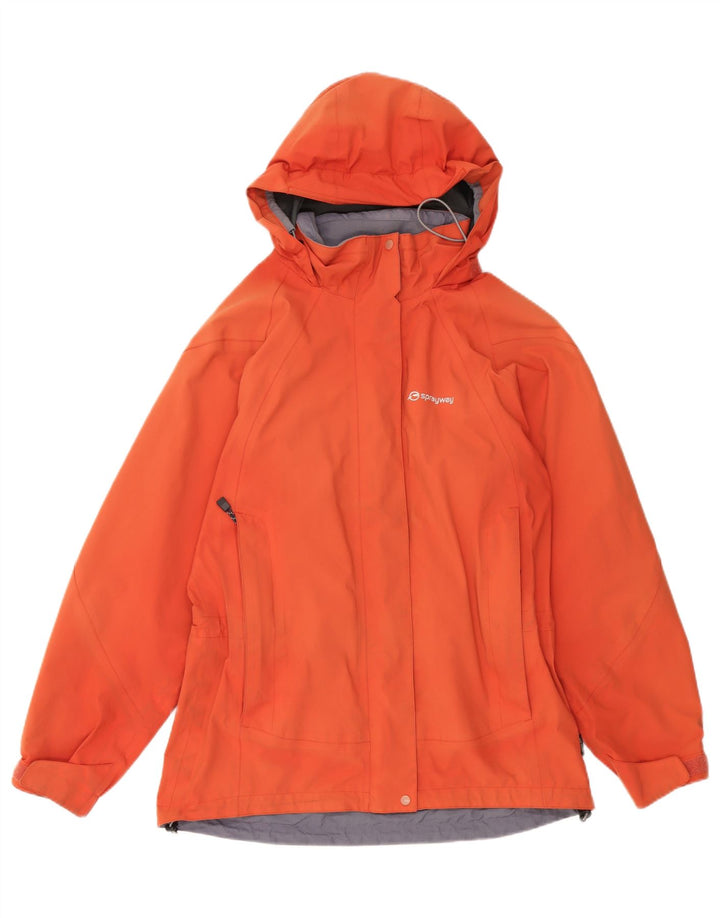 Sprayway Womens Hooded Rain Jacket UK 12 Medium Orange Polyester
