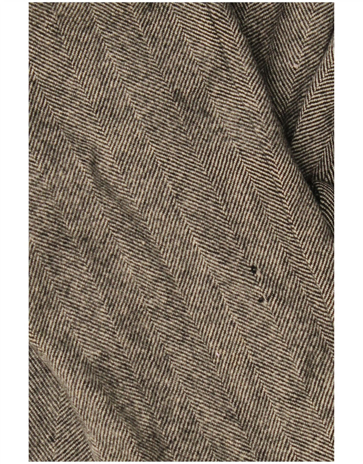 Aquascutum Womens Overcoat UK 8 Small Grey Herringbone Lambswool