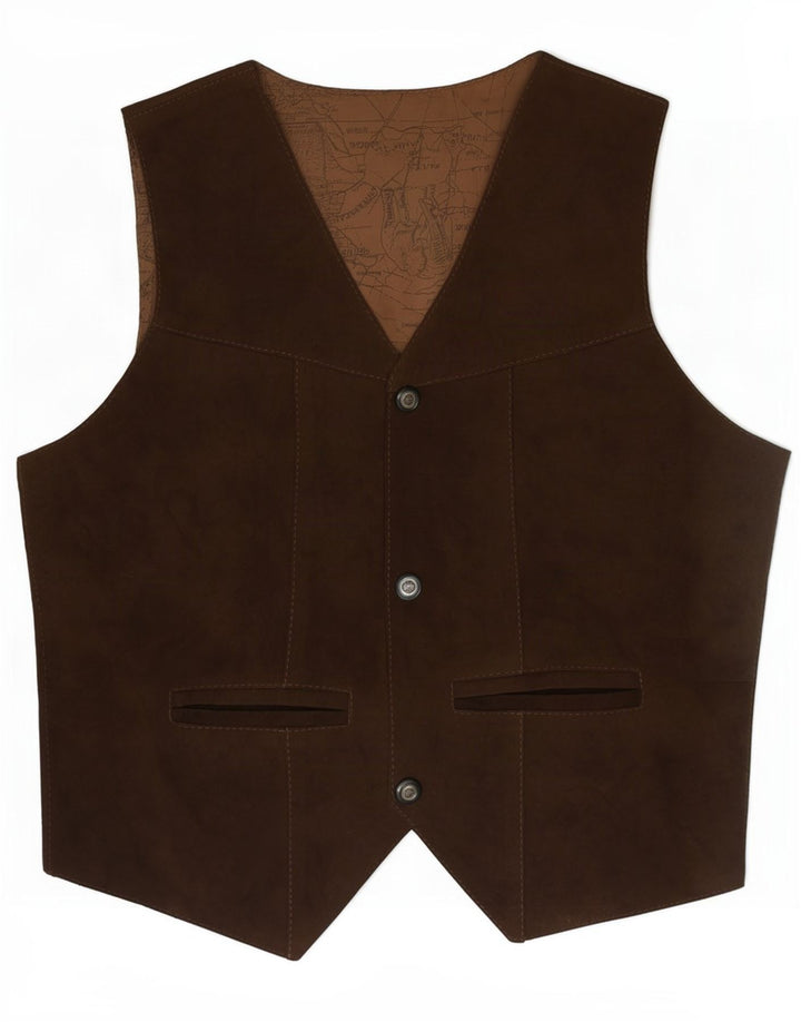 Vintage Mens Suede Waistcoat Small Brown