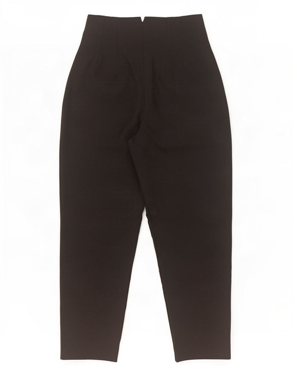Zara Womens High Waist Tapered Cropped Trousers Small W26 L26 Black