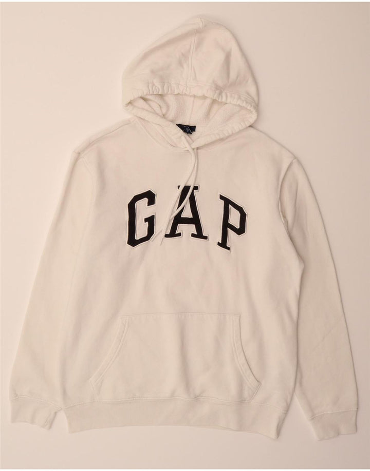 GAP Mens Graphic Hoodie Jumper Small White Cotton Vintage Gap and Second-Hand Gap from Messina Hembry 