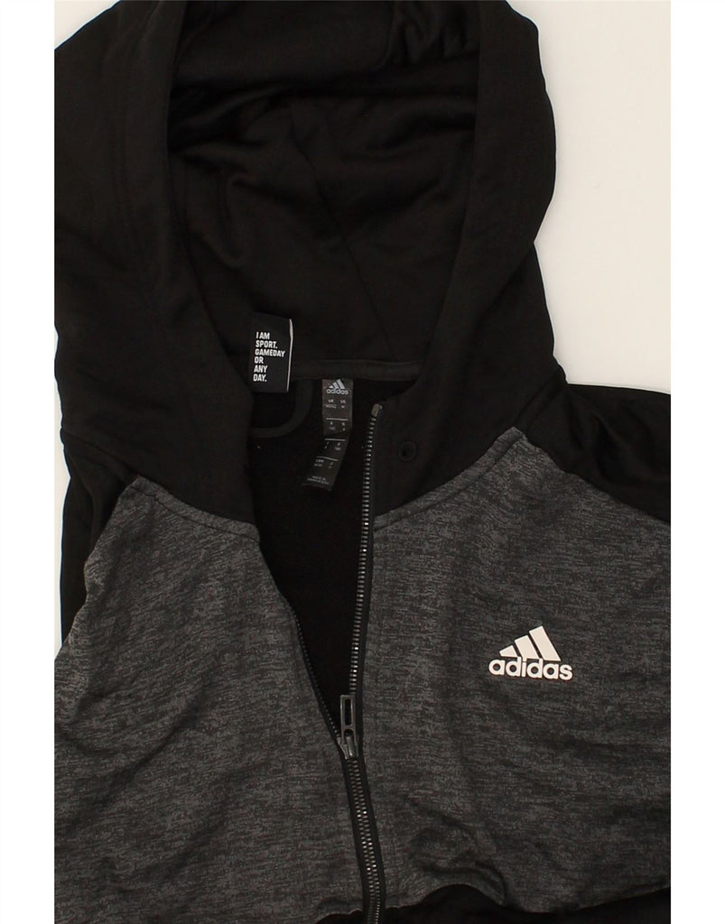 ADIDAS Mens Zip Hoodie Sweater UK 40/42 Medium Black Colourblock Polyester | Vintage Adidas | Thrift | Second-Hand Adidas | Used Clothing | Messina Hembry 