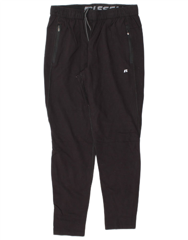 RUSSELL ATHLETIC Mens Tracksuit Trousers Medium  Black Rayon