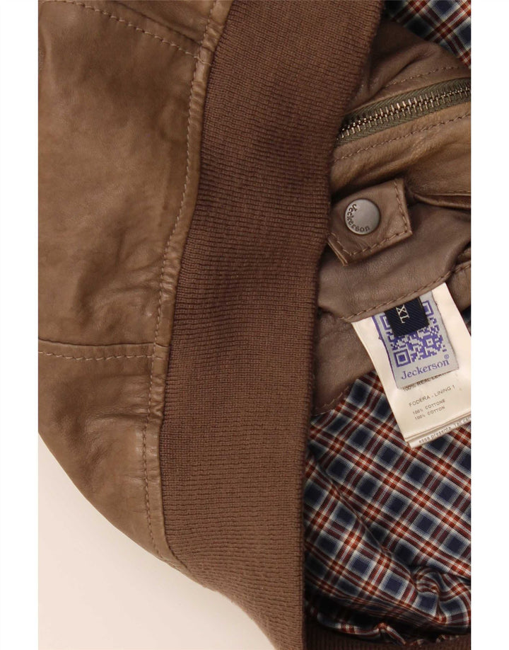 Jeckerson Mens Leather Jacket UK 42 XL Brown