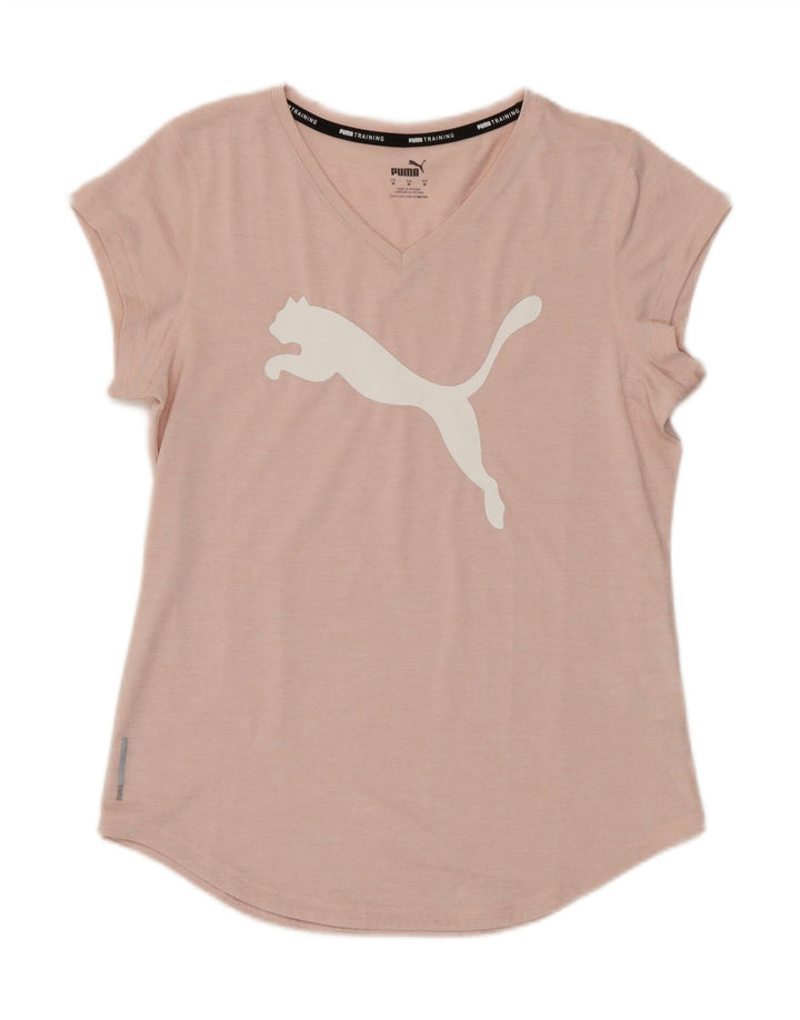 Puma Womens Graphic T-Shirt Top UK 14 Medium Pink Polyester
